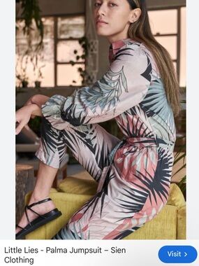 Little lies Tropical Print Jumpsuit in Blush, Sage & Black